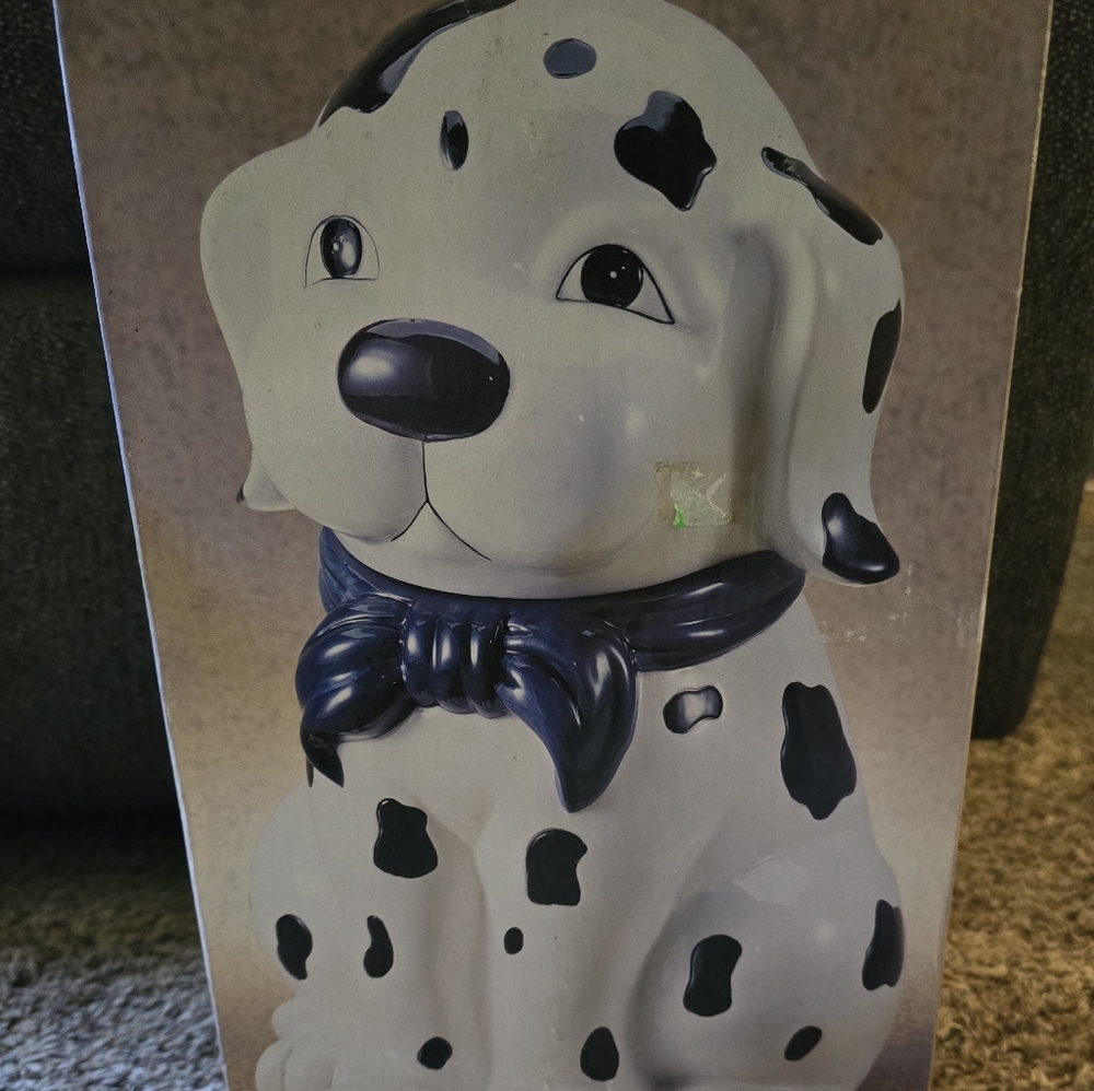 Charming Dalmatian Figurine with Navy Bow